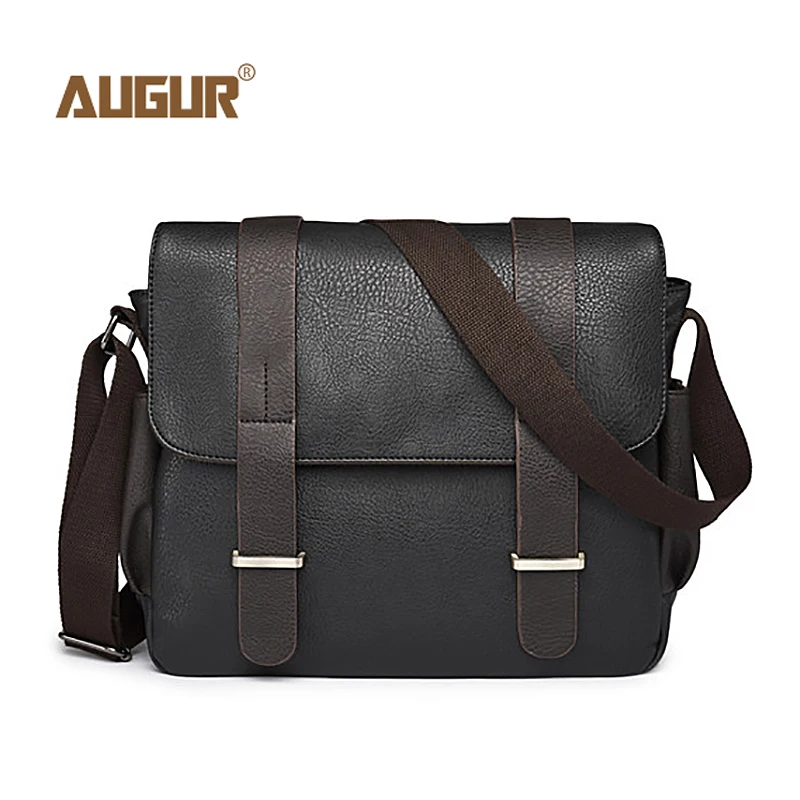 

AUGUR Men Bag Shoulder Leather And Canvas Business Messenger Bag Male Waterproof Casual Blacck Crossbody Travel Bags Sac Homme
