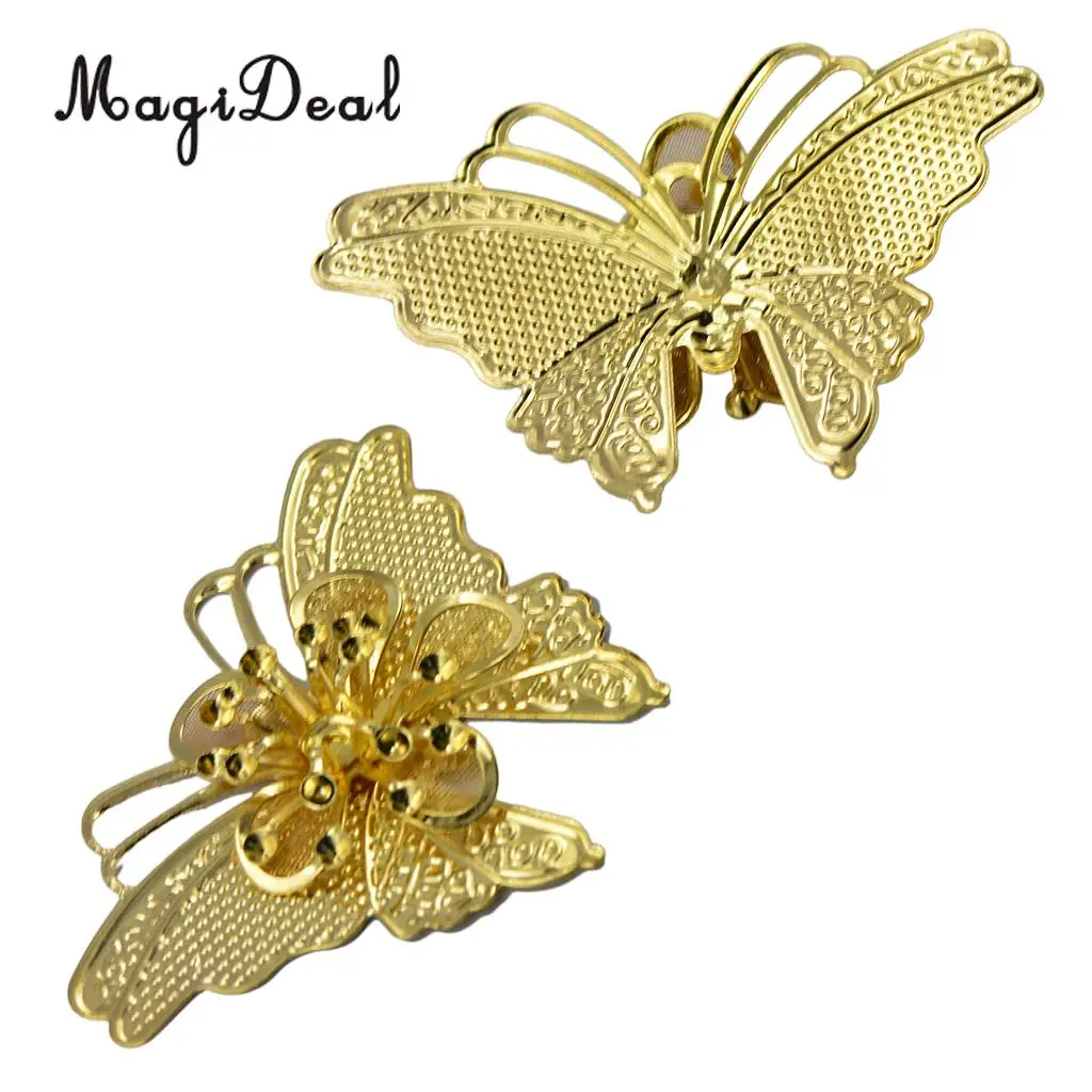 MagiDeal 6 pcs Fashion 3D Large Filigree Butterfly DIY Scrapbooking Home Mirror Wall Art Golden Home Decoration Stickers