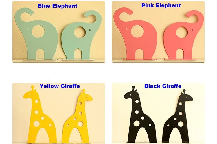 1 пара/лот 4 цвета инновационное креативное милое симпатичное животное-образный книжный конец, жираф и слон, SL00003