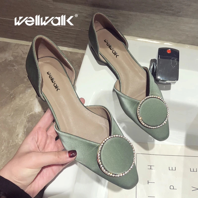 

Wellwalk Women Summer Flat Shoes Ladies Ballet Flats Pointed Toe Ballerinas Female Slip On Loafers Round Buckle Design Moccasins