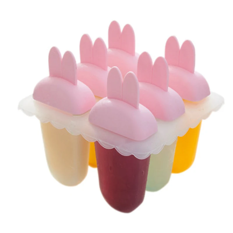 

6Pcs/Set Animal Rabbit Shape Summer Lolly Mould Tray Ice Cube Makers DIY Ice Cream Popsicle Frozen Ice Moulds For Kitchen Tools