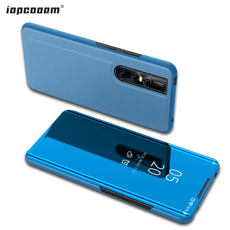 Vivo V15 Pro чехол Роскошный умный прозрачный зеркальный кожаный флип с подставкой