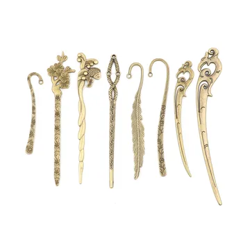 

1pcs Chinese Style Vintage Metal Bookmark Antique Handmade Hair Clasp Bookmark School Office Stationery Supplies Beautiful Gift