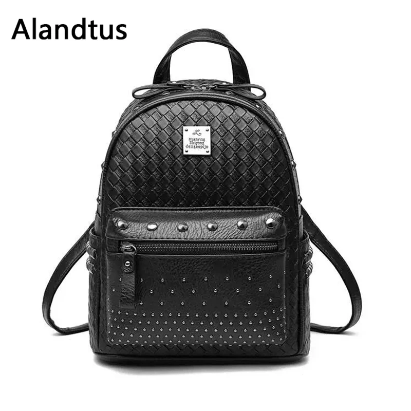 

Alandtus Fashion Women Backpack High Quality Leather Backpacks For Teenage Girls Female School Shoulder Bag Bagpack mochila