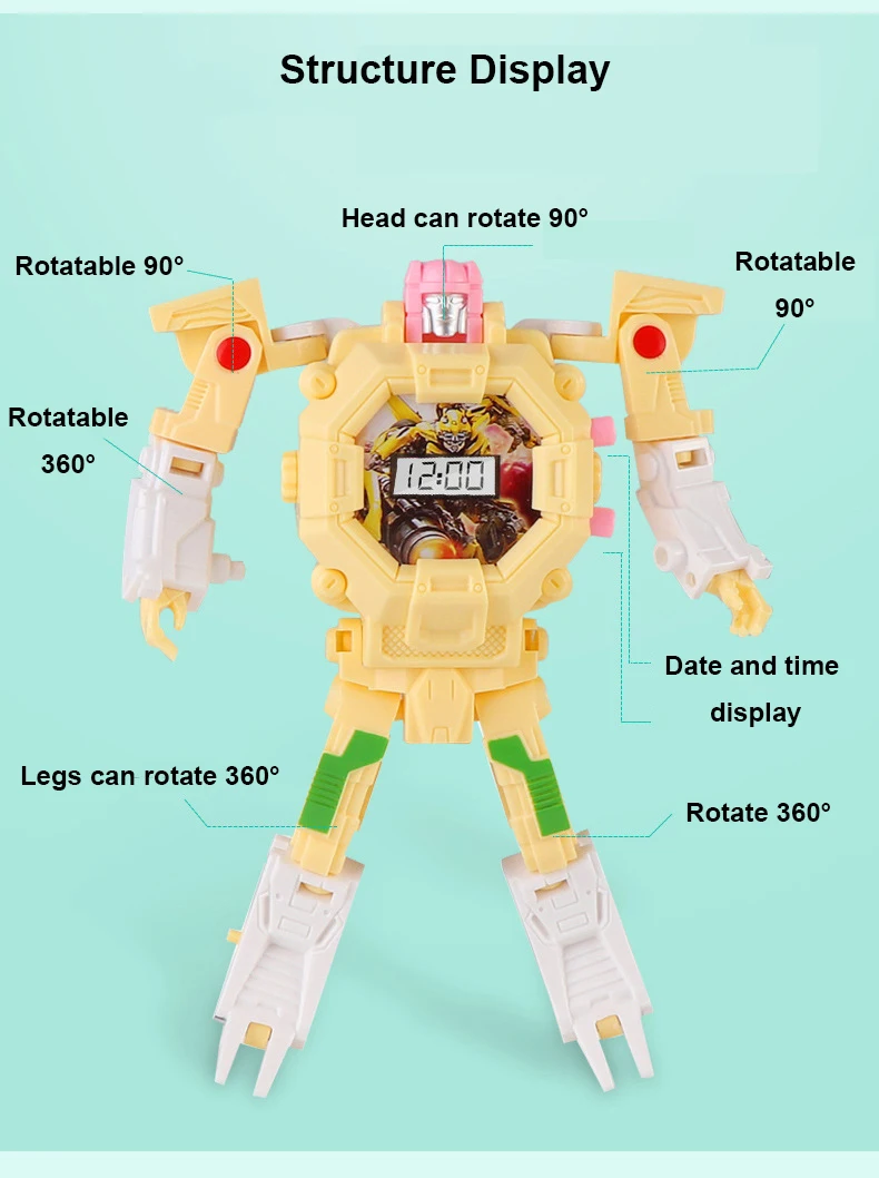 Transformação dos Desenhos Relógio de Pulso Relógio para o Menino Relógio de Brinquedo Animados Brinquedo Criativo Robô Eletrônico Crianças Deformar Esporte Presente Natal 19 Computers & Electronics