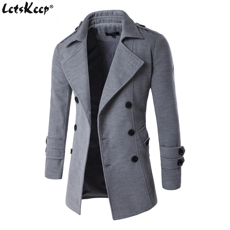 Goedkoop Letskeep NIEUWE mannen Lente Herfst Overjas voor man wol amp; blends double breasted peacoat trenchcoat mannen Slim fit, ZA193