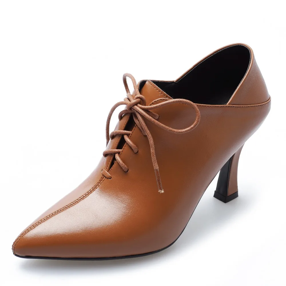 

women's shoes spring and autumn leather pumps 22-25cm length Pointed toe genuine leather high heels Slippers Two ways of wearing