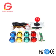 Zero Delay USB Encoder To PC Games Red Joystick + 10x LED Illuminated Push Buttons For Arcade Joystick DIY Kits Parts Mame Rasp Zero Delay USB Encoder To PC Games Red Joystick + 10x LED Illuminated Push Buttons For Arcade Joystick DIY Kits Parts Mame Rasp