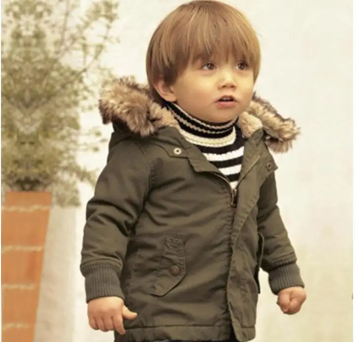 Boy Coats And Jackets Kids Faux Fur Collar Coat For Baby Boy Children