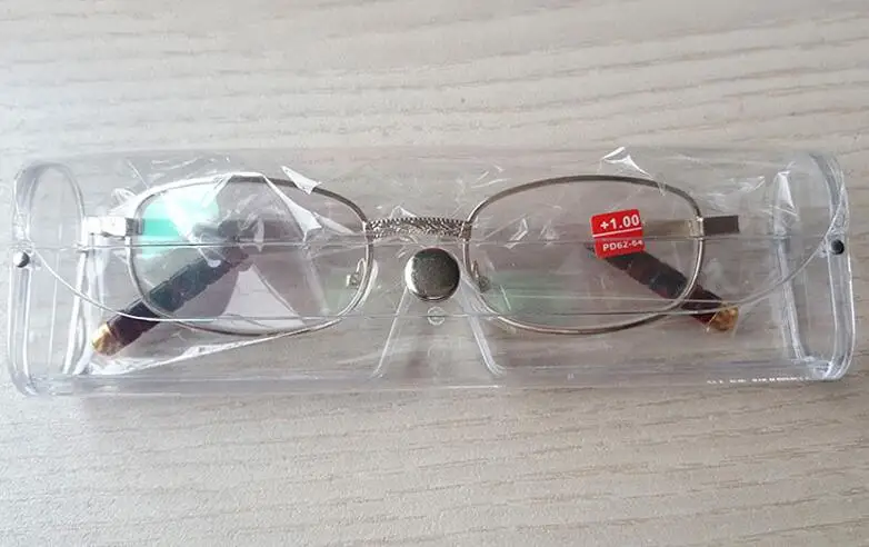 Ретро очки для чтения, Высококачественная пленка, оптические линзы, очки для чтения, металлическая оправа, очки Gafas De+ 1,0+ 1,5+ 2,0 до+ 4 - Цвет оправы: Transparent case
