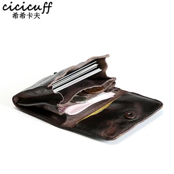 

100% Real Leather Men Coin Purse Trave Wallet Vintage Handmade Covers on Credit Card Business Card Holder Coin Organizer Pouch