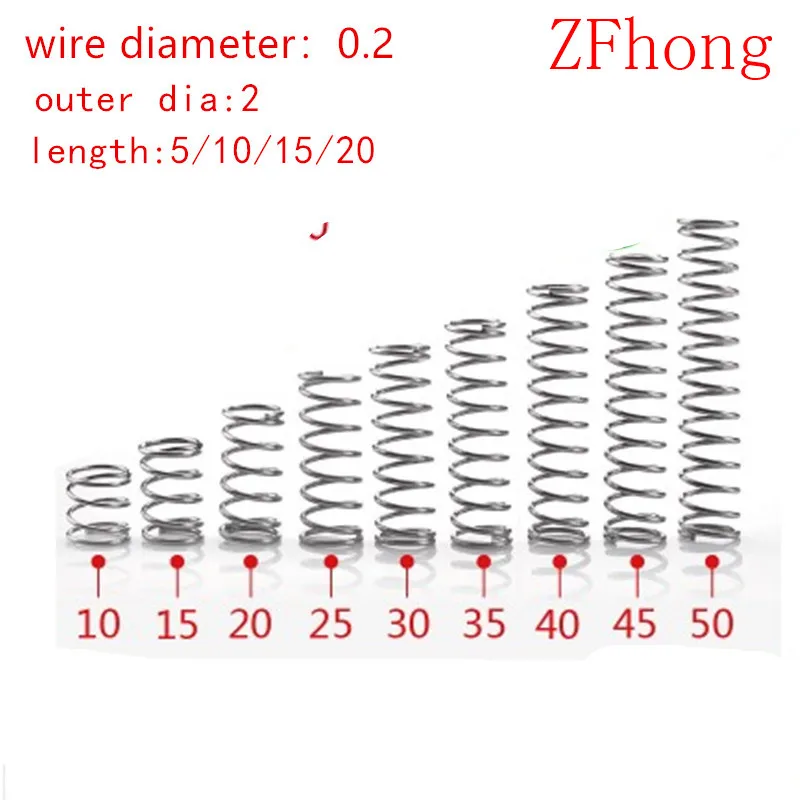 Lot de 20 ressorts hélicoïdaux compressés en acier inoxydable 1,2 mm Diamètre extérieur 20 mm Diamètre extérieur 50 mm Longueur libre 