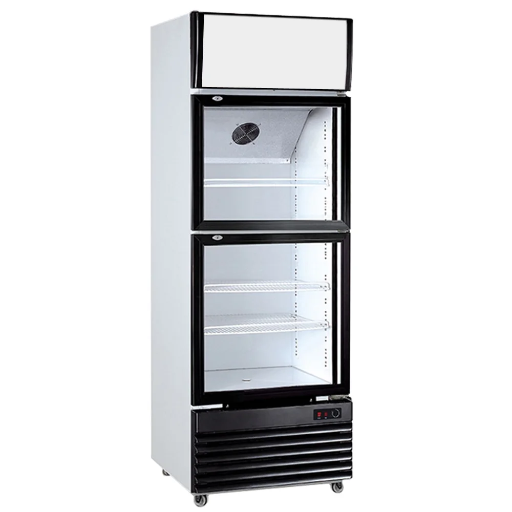 Double Door Air & Direct Cooling Glass Pull Doors Beverages Showcase Commercial Refrigerator