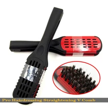 Профессиональная 1 шт. керамическая щетка для волос V-02, парикмахерская расческа для выпрямления волос в v-образной форме, расческа для волос с v-образной щетиной