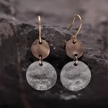 Estilo de verão retro brincos de gota redonda pingente étnico multicolorido moda moeda balançar brinco para festa feminina vintage jóias