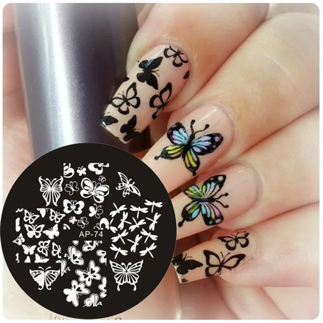 Hot Classic Butterfly Dragonfly Shape Nail Art Stamping Template