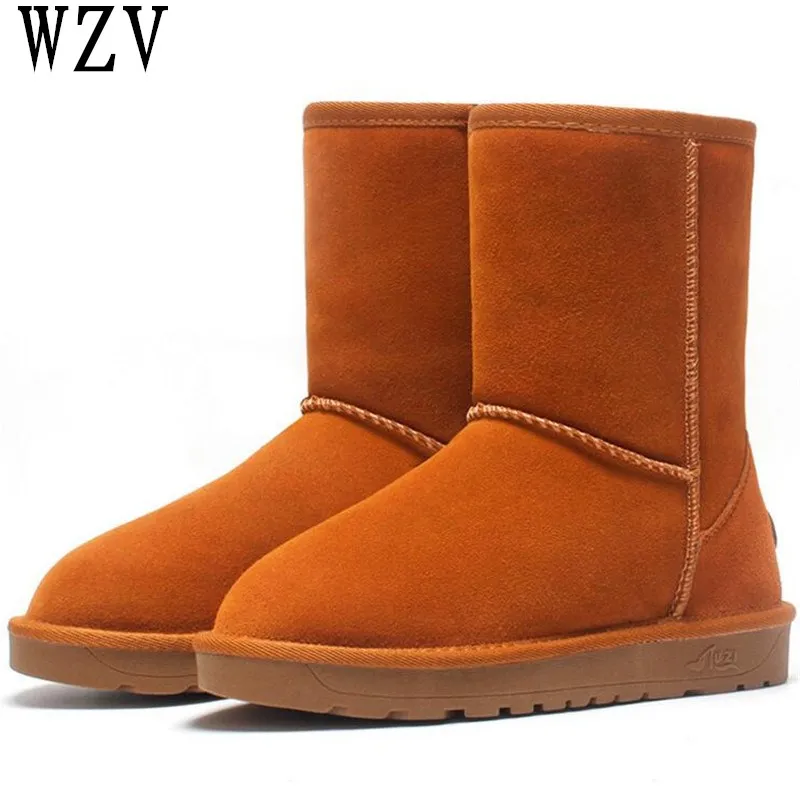 

Australia Women Snow Boots 100% Genuine Fur one Cowhide Leather Ankle Boots Warm Winter Boots Woman shoes D066