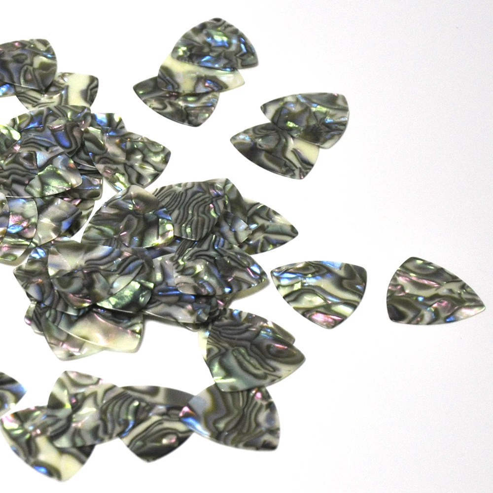 Rounded Triangle Big Size Medium 0.71mm Celluloid Guitar Picks Abalone Sea Shell 100 pcs