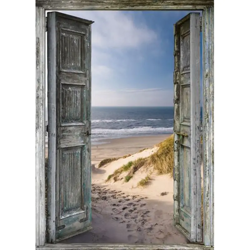

5D DIY Full Square Drill Diamond Painting Scenery Sea Beach Door Outside 3d Mosaic Diamant Embroidery Wedding Room Decoration