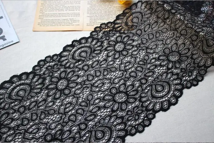 

2 Meters/lot 20cm Black Elastic Lace Trim DIY Crafts Sewing Suppies Decoration Accessories For Garments Elastic Lace Fabric