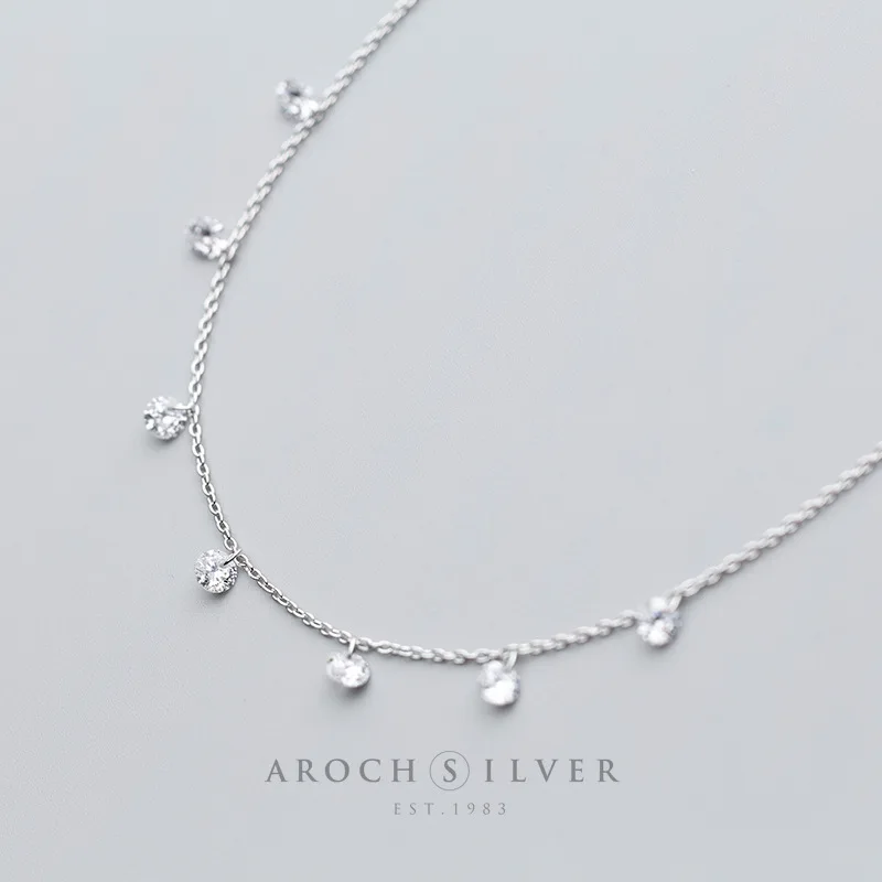 

ABC silverware S925 Silver Necklace female South Korea style fashion personalized white Tassel Necklace