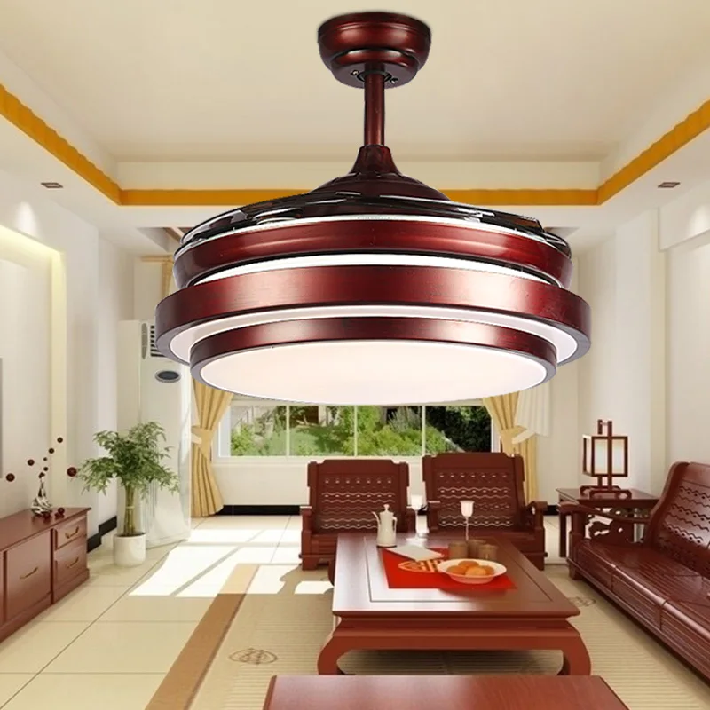 

Ceiling fans lamp 42 inch 108cm LED living room ceiling lamp 85-265V brown Dimming remote control free shopping ceiling fan lamp