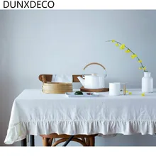 Скатерть DUNXDECO мягкий Лен Хлопок Коврик для стола простой белый романтический французский Flouncing Mesa Обложка Ткань домашнее украшение для вечеринки