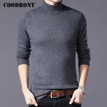 COODRONY, свитер из чистой мериносовой шерсти, мужской зимний толстый теплый свитер с высоким воротом, мужские свитера, кашемировый пуловер, мужской Рождественский пуловер W004