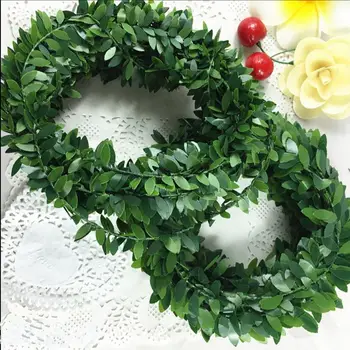 

30M/pcs Artificial Silk Garland Green Leaf Iron Wire Artificial Flower Vine Rattan For Wedding Car Decoration DIY Wreath Flowers