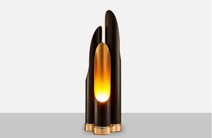 Модная роскошная дизайнерская настольная лампа черного и золотистого цвета 3 алюминиевых коническая труба светодио дный настольная лампа