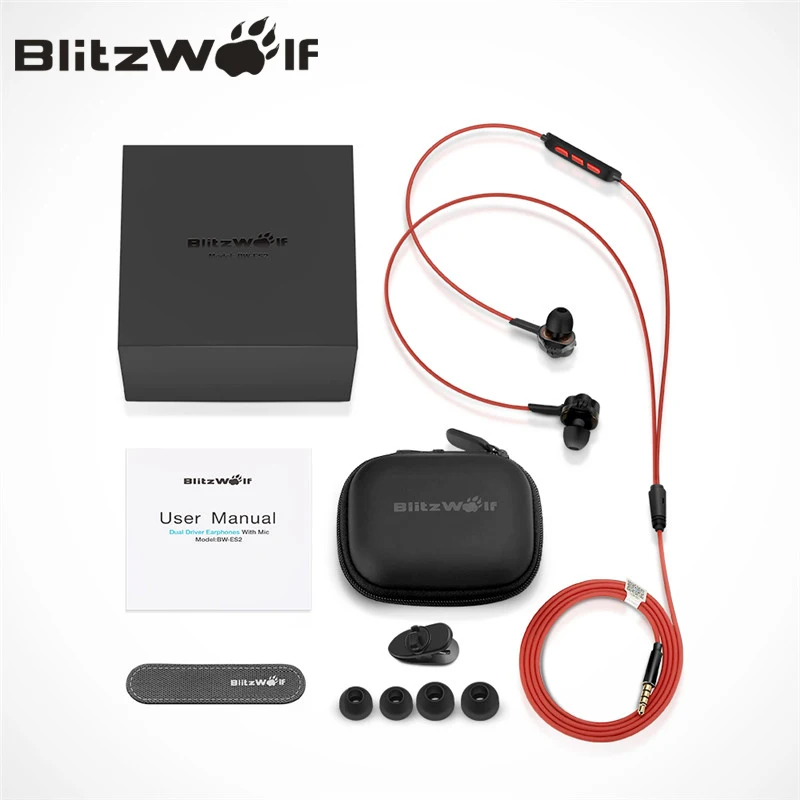 BlitzWolf 3.5mm Wired Earphone With Mic In-ear Earbuds Earphones With Microphone Universal For Samsung For iPhone 6s Smartphone