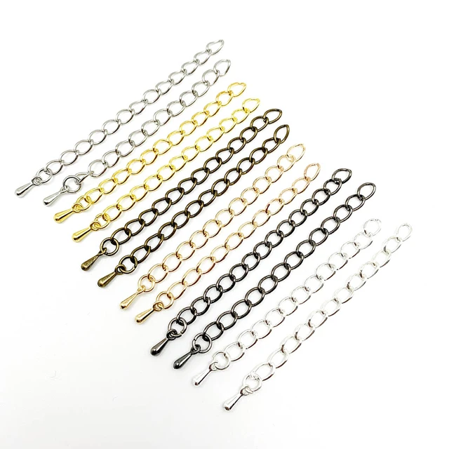 50pcs/lot 50mm 70mm 5x4mm Necklace Extension Chain Bulk Bracelet Extended  Chains Tail Extender For DIY Jewelry Making Findings