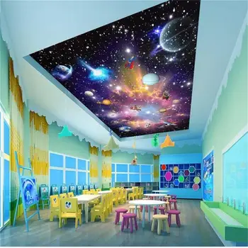 

custom 3d photo wallpaper kids room ceiling mural color galactic universe picture living room zenith mural non-woven wallpaper