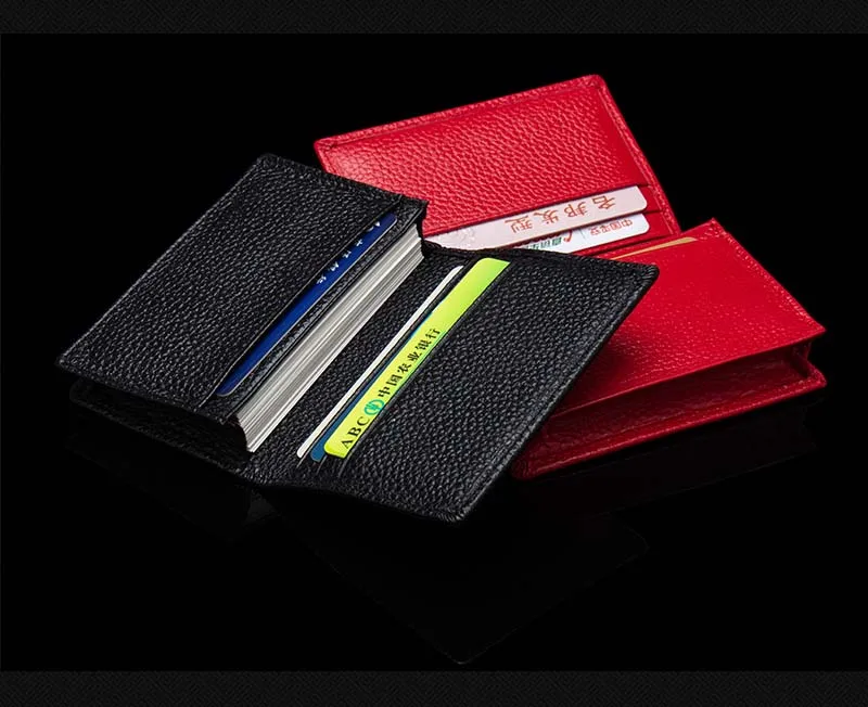 New Genuine Leather Unisex Business Card Holder Wallet Bank Credit Card Case ID Holders Women cardholder porte carte