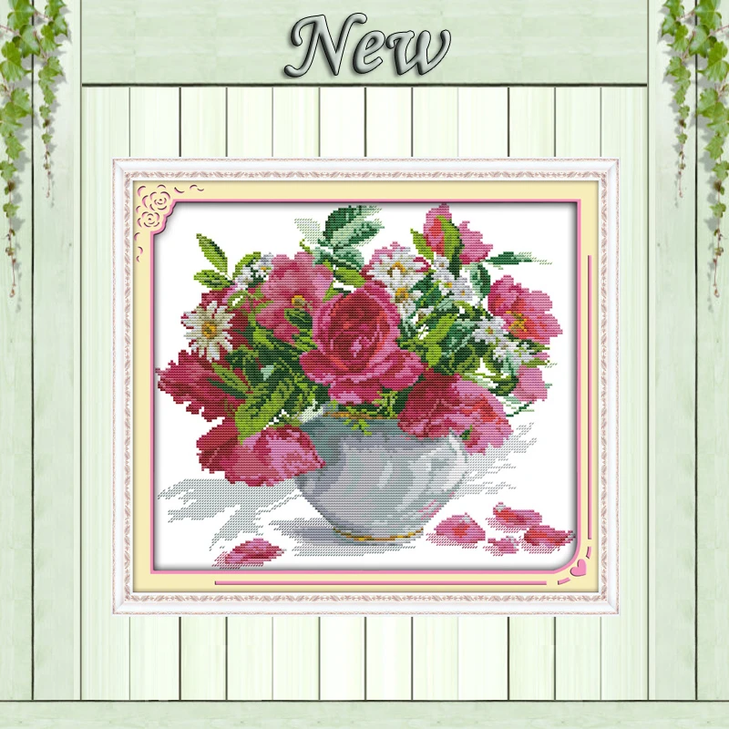 

Colorful Roses and daisies,counted print on canvas DMC 11CT 14CT Cross Stitch kit,needlework Set DIY embroidery,Beautiful Flower