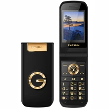 TKEXUN G9000 Slim Clamshell Mobile Phone For Old Senior People Flip Russian Key Dual Sim Metal Torch Extra Light