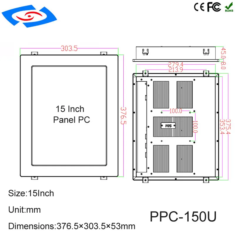 Оптовая продажа с фабрики 15 "с SSD 32 GB опционально 64G/128G/256G Оперативная память на борту 4G на выш выбор DDR3 4G макс 8G Прочный промышленный планшет