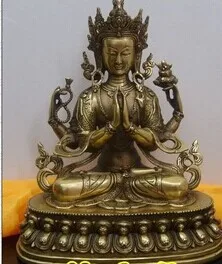 

Tibetan Buddhist bronze AVALOKITOSHVARE GUANYIN KWAN YIN buddha statue 28 cm 2.7 KG