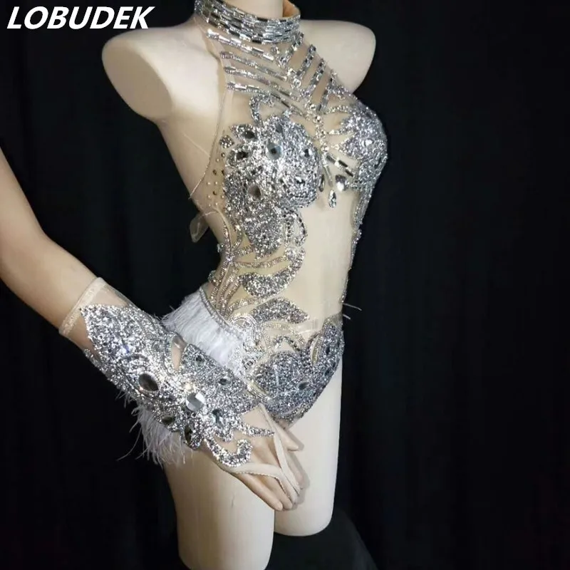 white rhinestone bodysuit