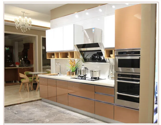 Коричневый и белый глянцевый кухонный простой дизайн|furniture kitchen|modern kitchen furniturekitchen