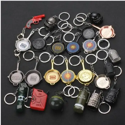 

Game CS GO PLAYERUNKNOWNS BATTLEGROUNDS PUBG Cosplay Costume Metal key ring Pan Armor Model Keychain PUBG Accessories