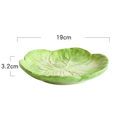 Cute Rabbit Cabbage Ceramic Plate Floral Round Salad Bowl Porcelain Dinner Plate Steak Fruit Tray Decorative Snack Dishes Plate - Цвет: Green Plate