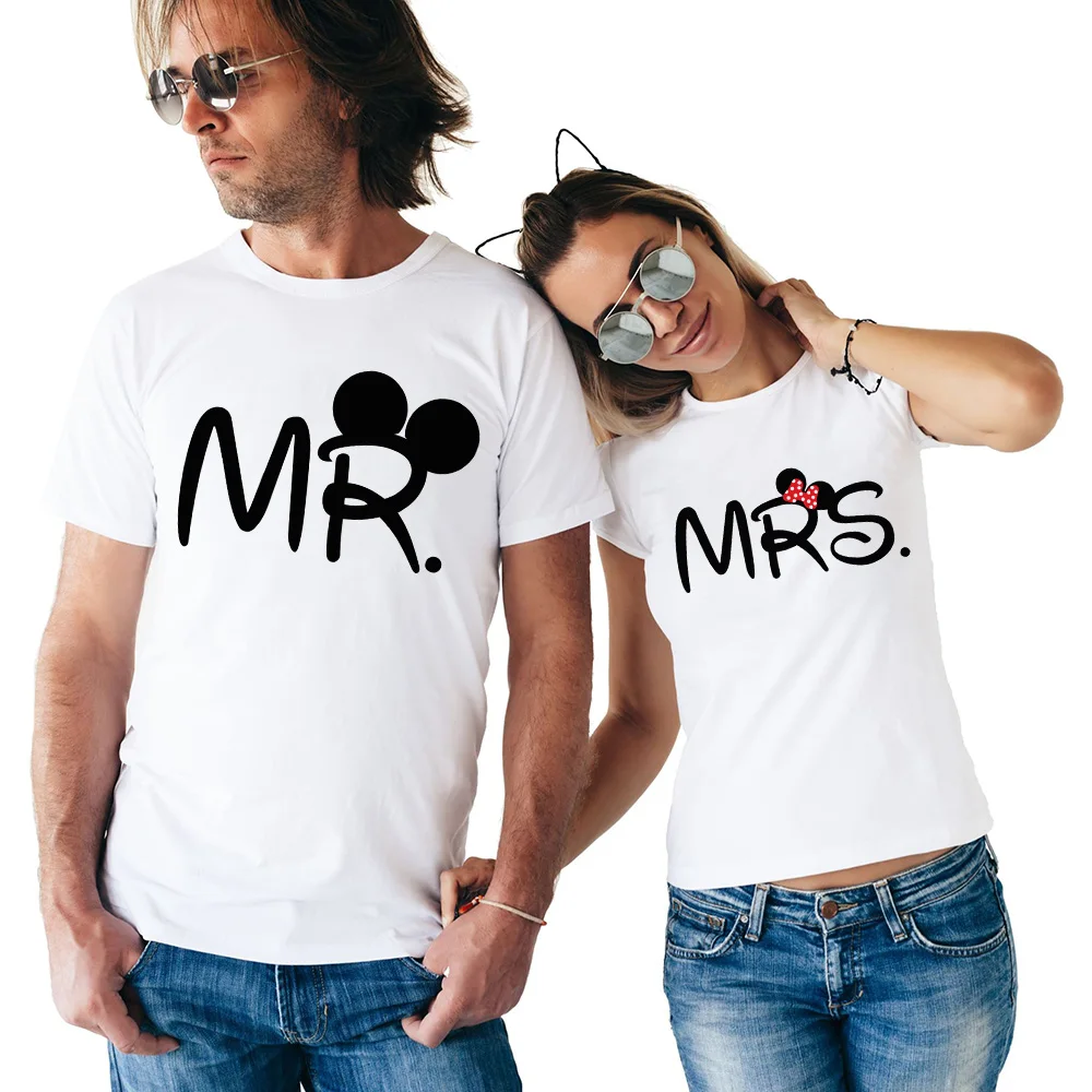 

Valentine Summer Match Clothes Couple Shirt Mickey Minnie Mr and Mrs T Shirt Ropa Pareja Hombre Y Mujer San Valentin Pareja