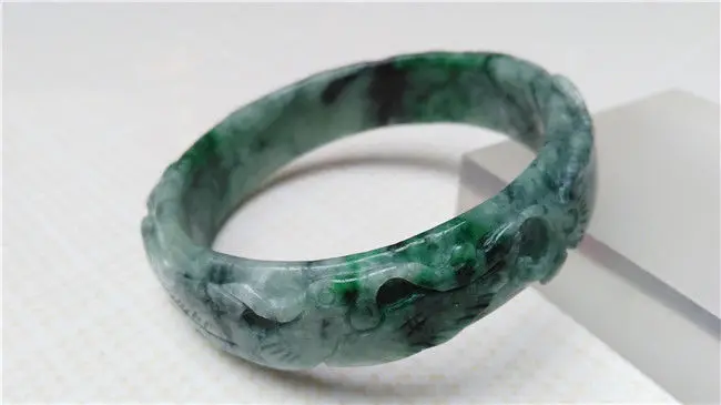 

NEW FASHION VINTAGE HAND-CARVED CHINESE GREEN JADEITE JADE BANGLE BRACELET 65MM a 5.19