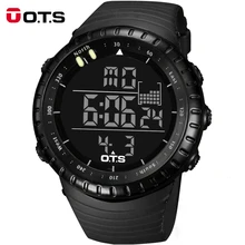 Top Brand OTS Cool Black Mens Fashion Large Face LED Digital Swimming Climbing Outdoor Man Sports