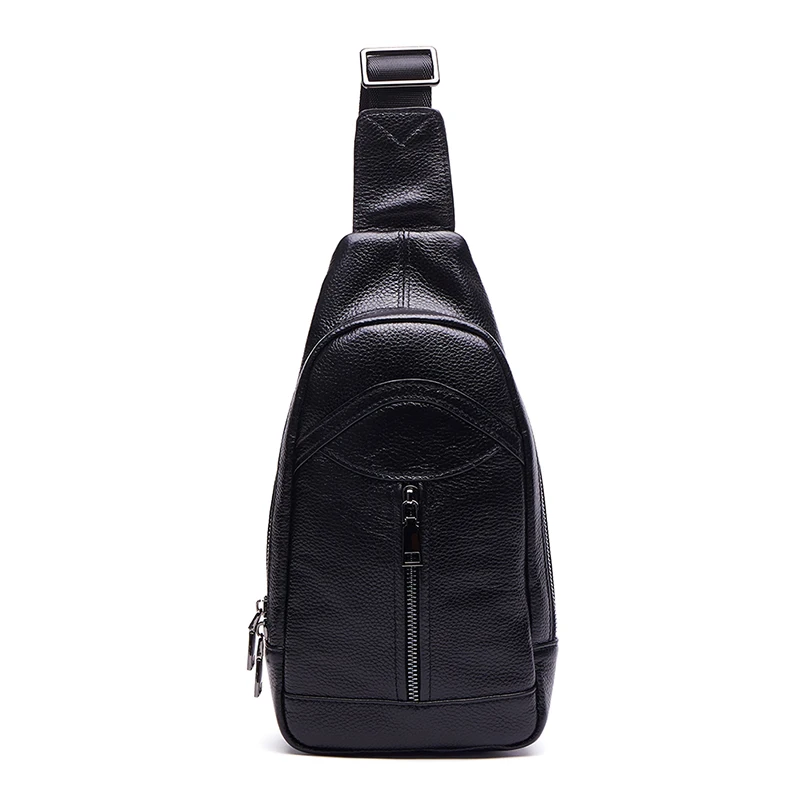 

Men Chest Bag Real Cross Body Messenger Shoulder Bags Genuine Leather High Quality Travel Fashion Cowhide Male Sling Back Pack