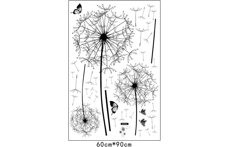 [ZOOYOO] Большой черный Одуванчик цветок наклейки на стену украшения дома гостиной спальни мебель художественные наклейки бабочка фрески