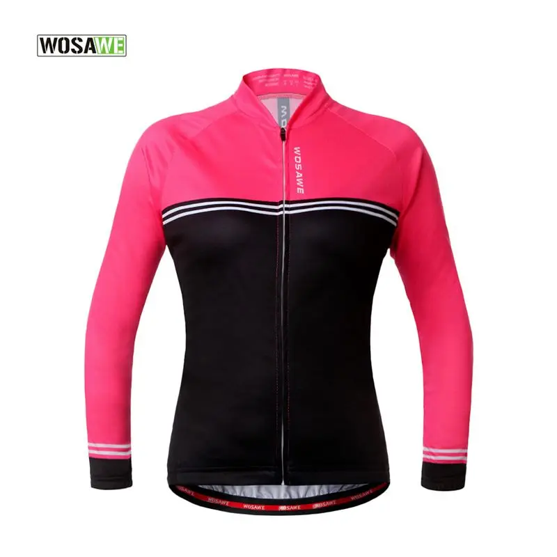

WOSAWE Cycling Jacket for Women Spring Autumn Thermal Fleece Windproof Bicycle Reflective Jerseys Outerwear Sports Bike Coat