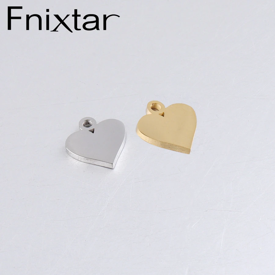 Fnixtar Нержавеющая сталь DIY Любовь Подвеска-Шарм в виде сердца маленькое зеркало полированные ювелирные кулоны «сердечко» 10*11 мм 20 шт./лот