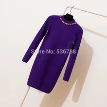 Свитер с бриллиантовым воротником в европейском стиле